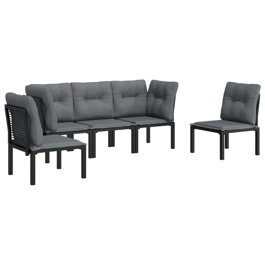 Set di mobili da giardino mobili da esterno set da 5 pezzi resina intrecciata nera e grigia 02_0016611