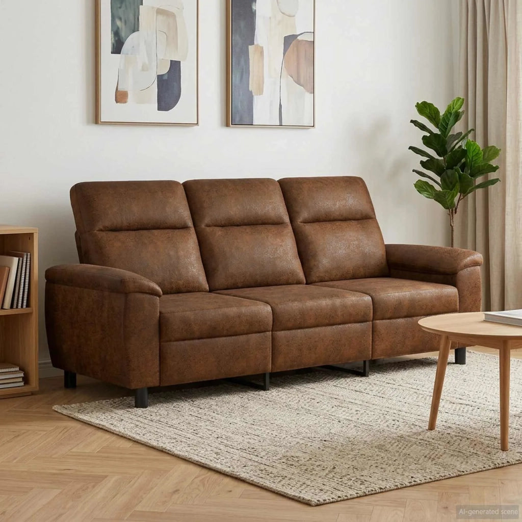 Divano Marrone 214 x 90 x 95 cm Pelle Scamosciata Sintetica 42040983