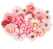 Fiori di Seta 20 Pezzi - Fiori Artificiali - Attività di Fai da Te - Decorazioni per Matrimoni/Partite - Lavori Manuali - Rosa