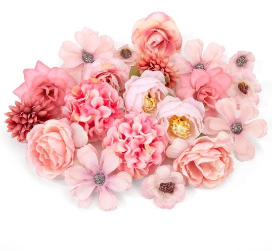 Fiori di Seta 20 Pezzi - Fiori Artificiali - Attività di Fai da Te - Decorazioni per Matrimoni/Partite - Lavori Manuali - Rosa