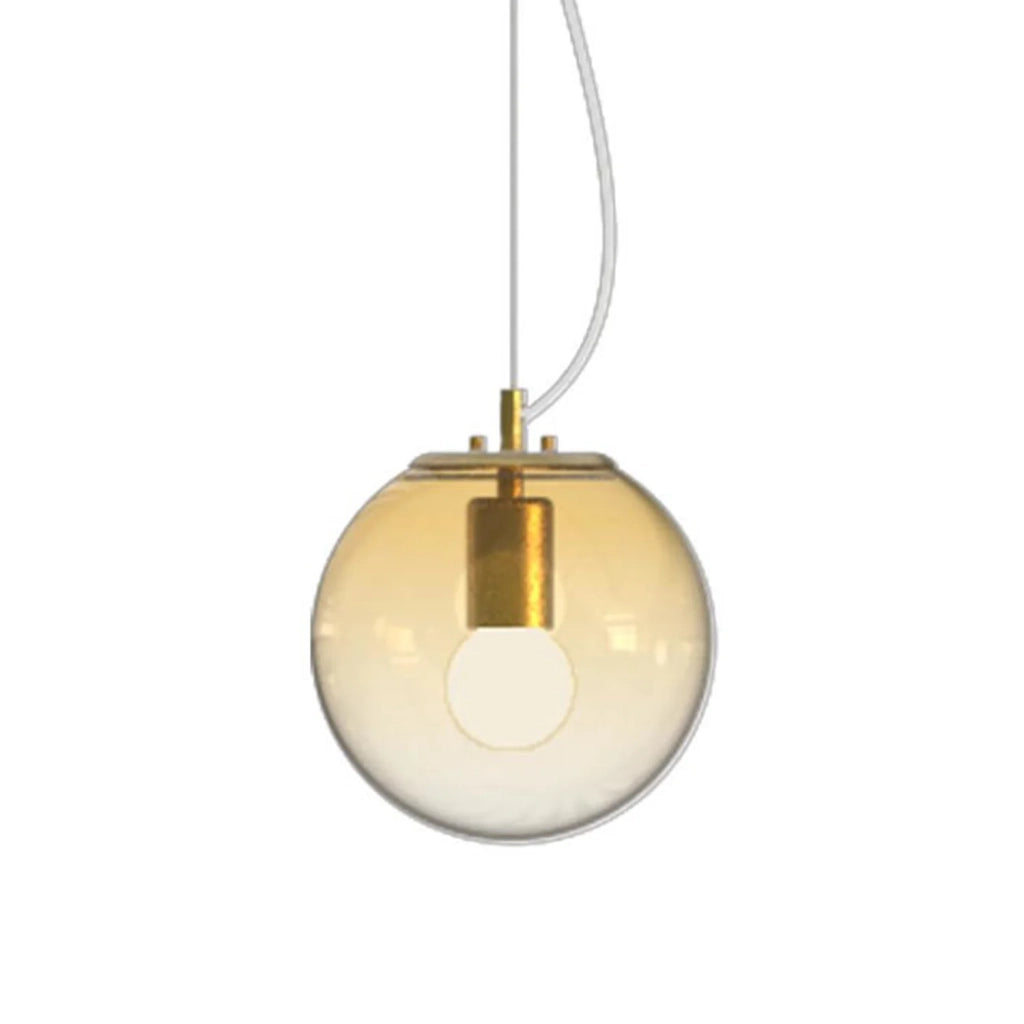 Sospensione Contemp Mapa Clear Metallo Ottone Vetro Sfumato Ambra 1 Luce E27