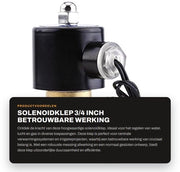 Vitale scelta - Valvola solenoide 24V - Chiusura normale - Ottone - 3/4 pollici BSPP - Valvola di sostituzione - Adatto per acqua/aria/gas - Ventilatore elettrico