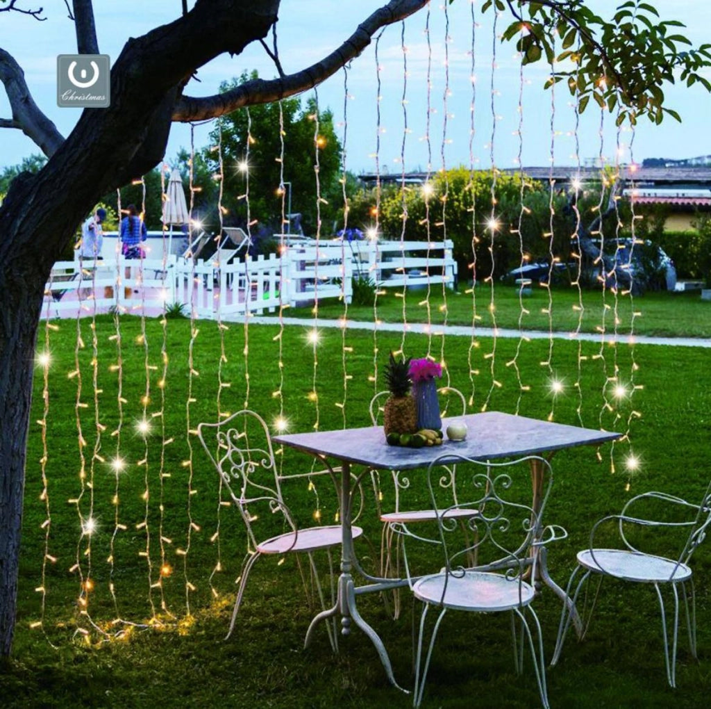Tenda Luminosa LED 2x1.6 metri 160 Maxi LED Reflex Bianco Caldo e Flash Freddo Esterno Interno Cavo Gommato Bianco IP67 Prolungabile fino 20 mt per Natale, Matrimoni, Feste, Allestimenti Professionali