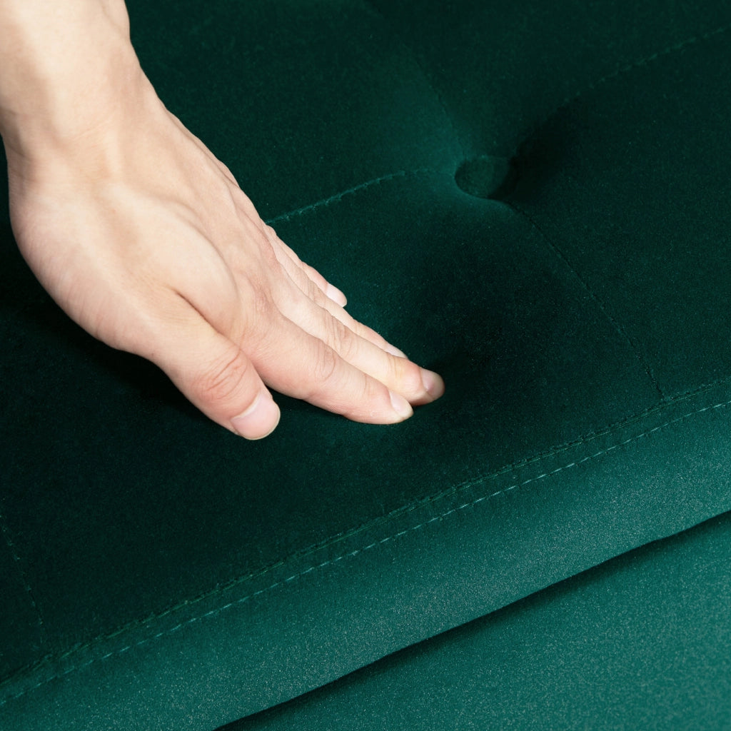 Panca contenitore in poliestere effetto velluto con seduta imbottita e coperchio apribile verde 107 × 42 × 65 cm