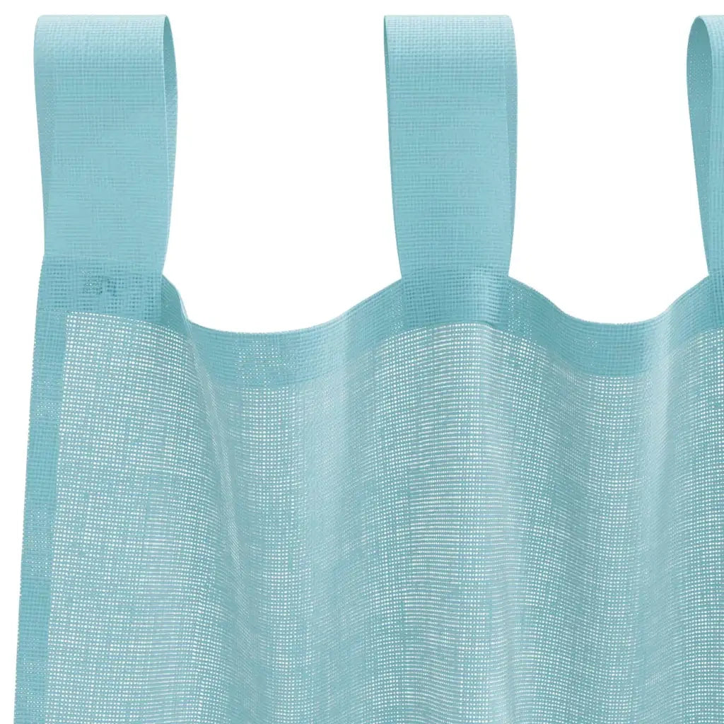 Tende in Voile con Passanti 2 pz Turchese 140x140 cm