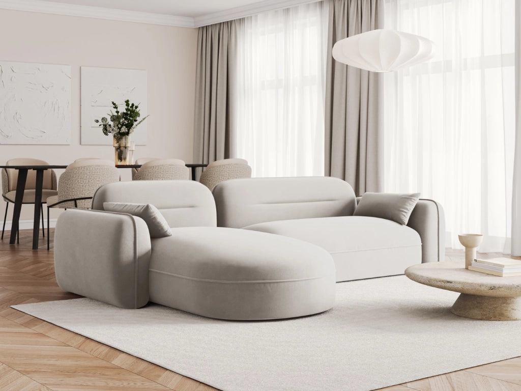Cosmopolitan Design - Divano angolare modulare sinistro "Sydney" 4 posti in velluto beige chiaro 