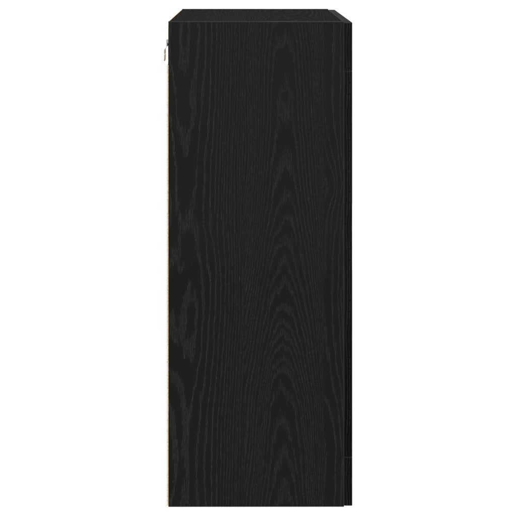 Mobile a muro con porte in vetro Rovere nero 69.5x34x90 cm