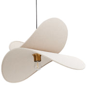 Lampada a sospensione moderna plafoniera beige lampadina a vista paralume in tessuto di lino Retro Vintage