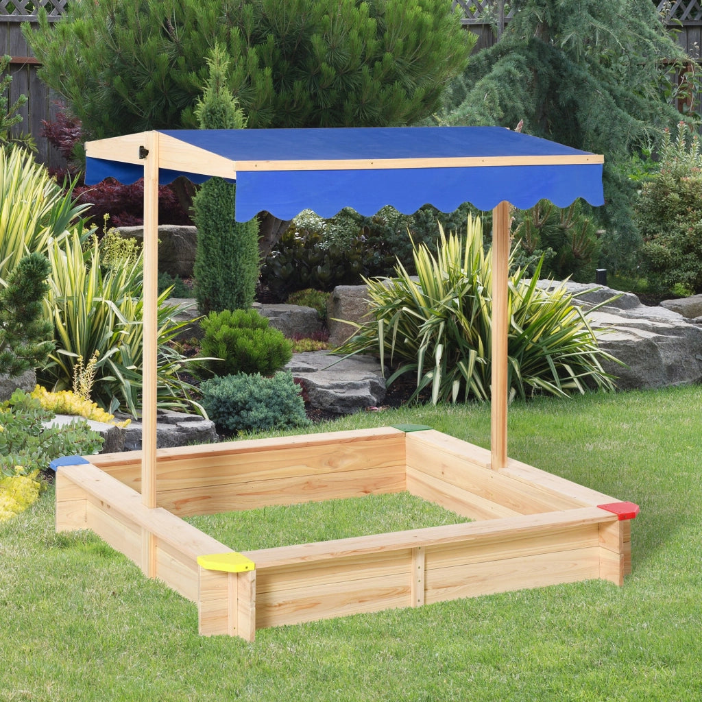 Sandbox in Legno Quadrato con Coperchio ¨C Zephmum ¨C 120x120x120 cm