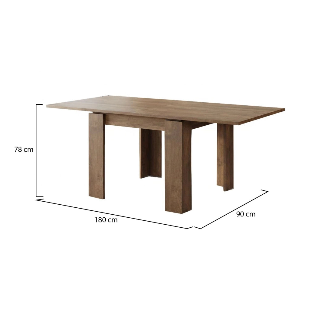 Popoli, Tavolo Allungabile Allungabile, 180x90x78h cm Marrone Noce