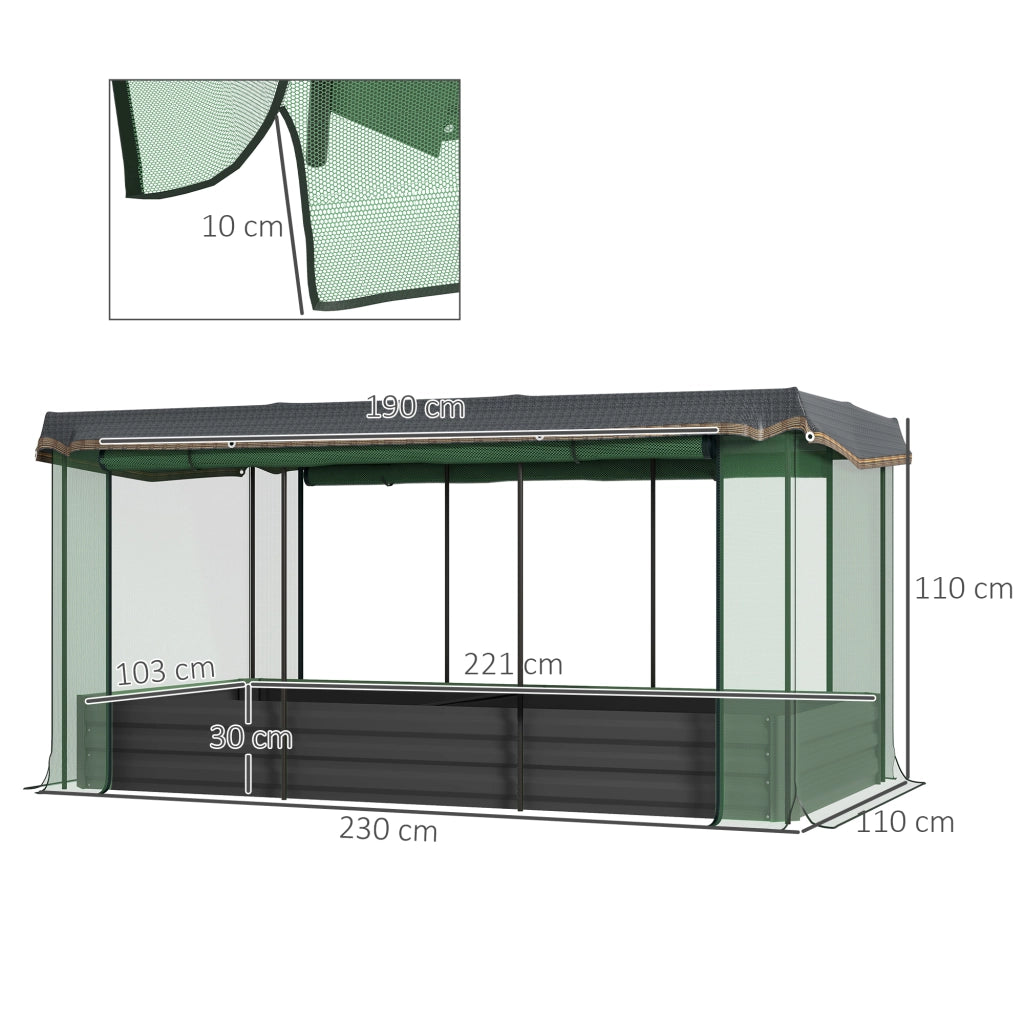 Letto da Giardino con Rete e Protezione Solare ¨C Zephmum ¨C Grigio/Verde/Nero 230x110x110
