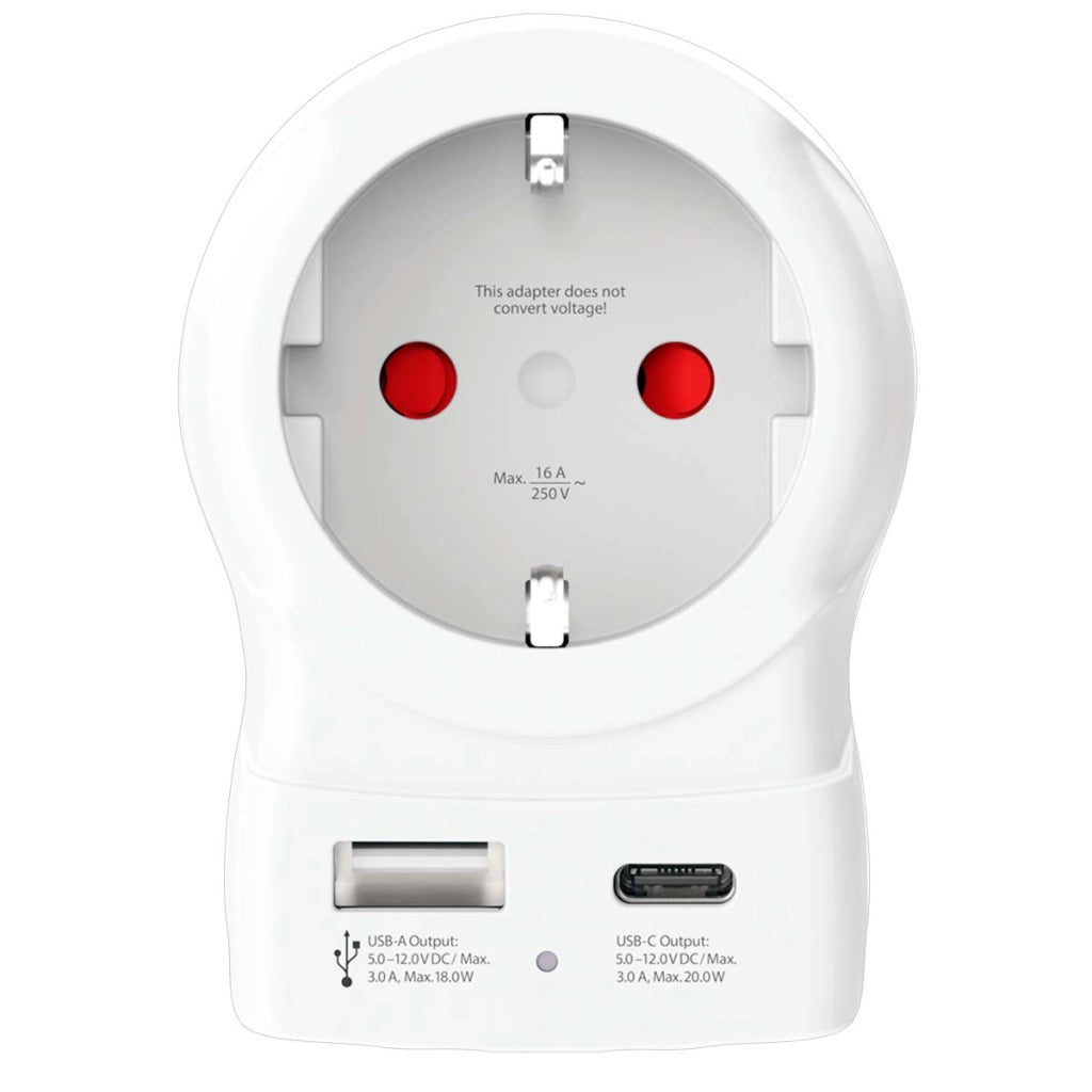 Adattatore da viaggio Regno Unito Tipo G con USB-A USB-C 20W Bianco Skross