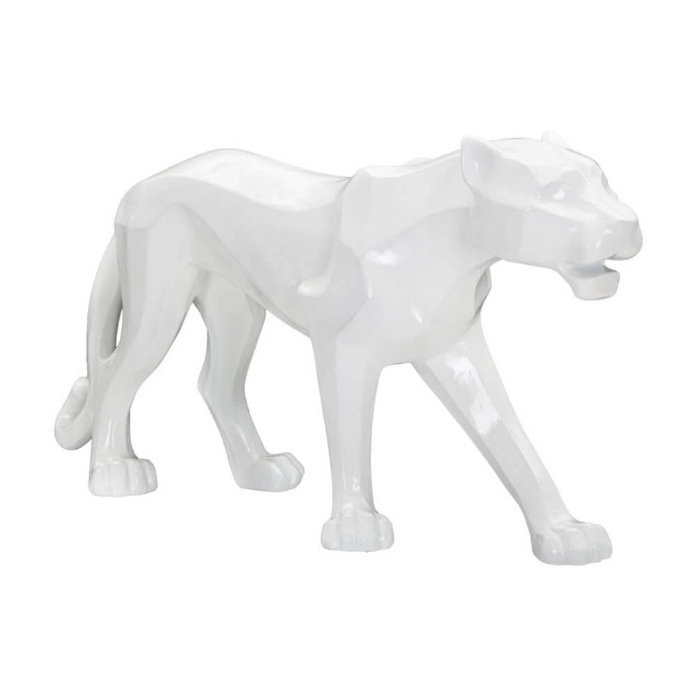 Scultura pantera bianca design cm 70X18X32,5 - PANTHARA