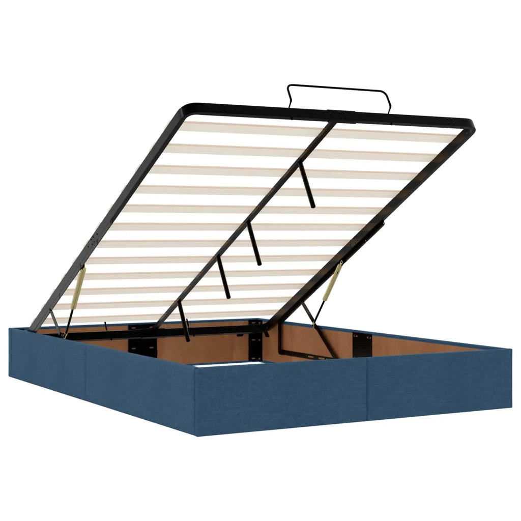 Letto Ottomano con Materasso e LED Blu 160 x 200 cm Tessuto 3458172