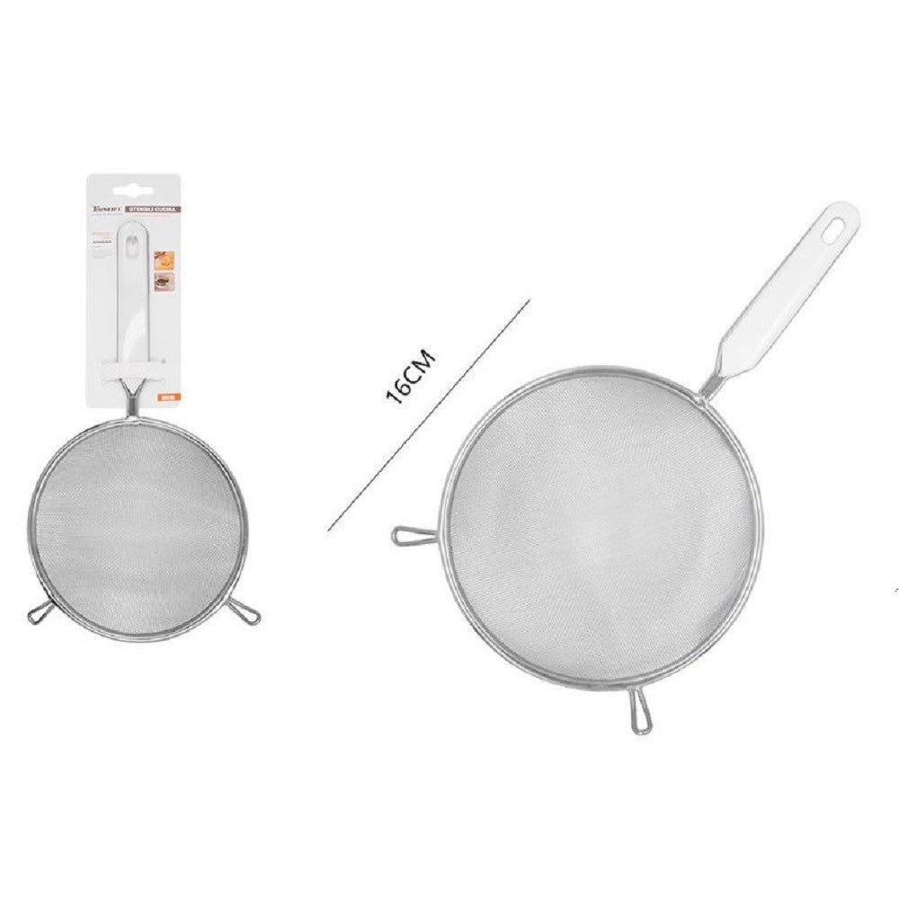 Trade Shop - Colino A Rete 16cm In Acciaio Cucina Manico In Plastica Passino Setaccio 50622 -