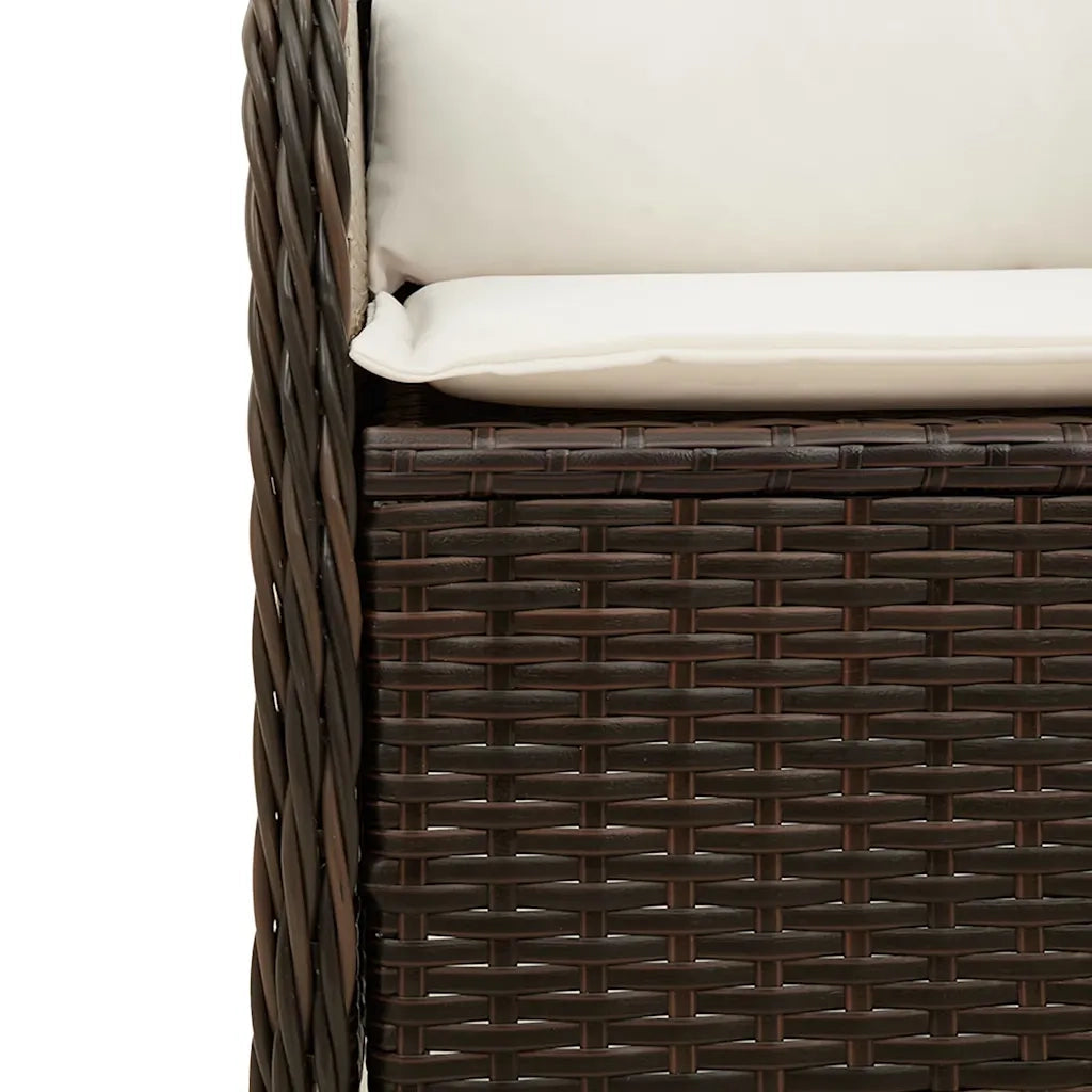 vidaXL Panchina da giardino con cuscino Marrone Poly Rattan