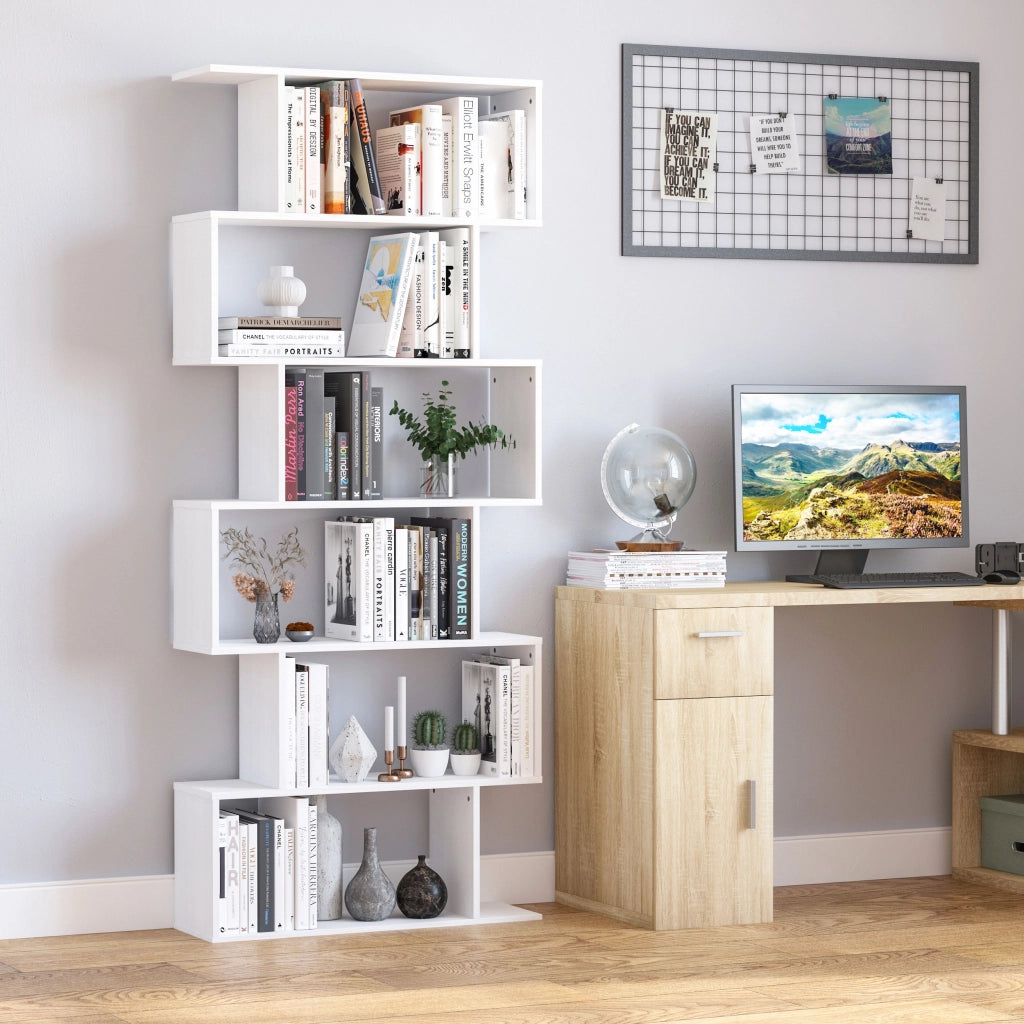 Libreria di Design Mobili Ufficio Scaffale in Legno 80x24x191cm Bianco