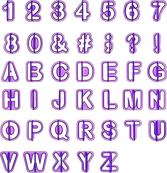 40x Forme di Lettere a Sporgenza Set - Forme per Biscotti - Fondant - Numeri