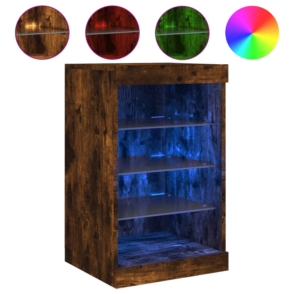 Credenza cassettiera armadio mobile contenitore organizer per cucina soggiorno salotto con luci LED 41 x 37 x 67 cm marrone 02_0029886