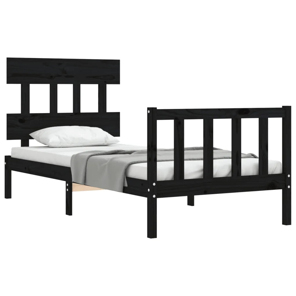 Giroletto con Testiera Nero Small Single in Legno Massello