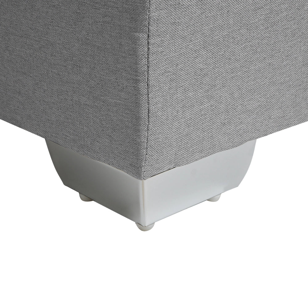 Letto Grigio 160 x 200 cm Tessuto Imbottito Struttura Con Materasso E Bottoni Poggiatesta Trapuntati