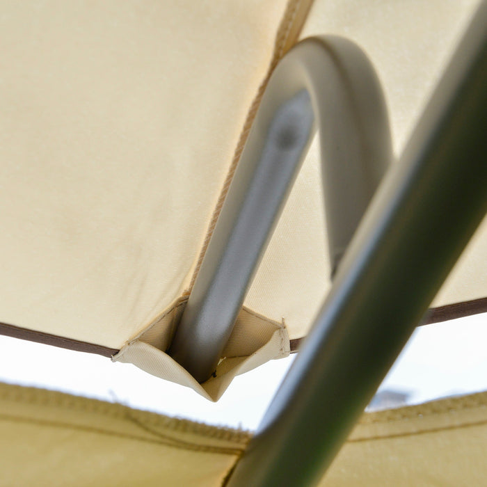 Gazebo da Giardino 3,5x3,5x2,7m in Metallo Doppio Tettuccio Beige