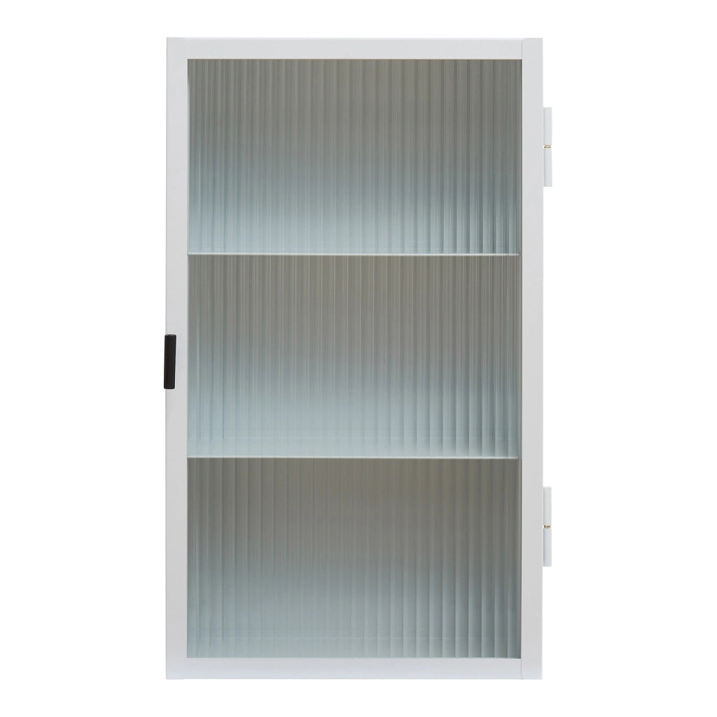Armadietto a Parete Zundert Pensile ad Anta in Vetro Scanalato 60 x 35 x 15 cm - Bianco [en.casa]
