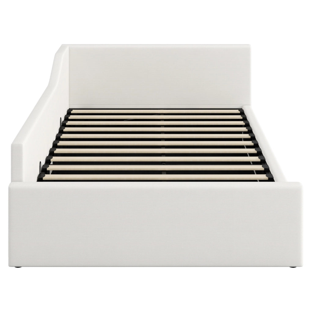 Letto da giorno imbottito 140x200 cm con contenitore, beige