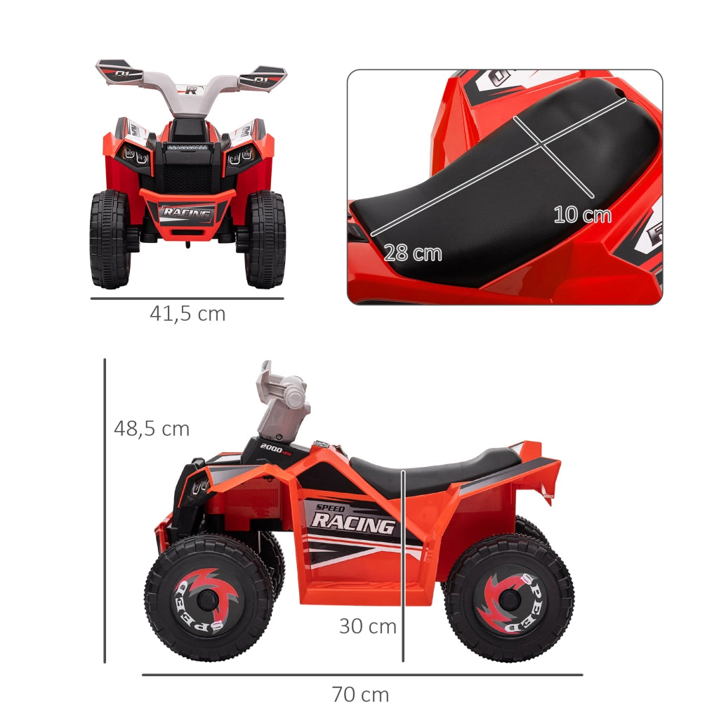 Quad Elettrico per Bambini 6V ¨C Xylo ¨C Rosso 70x41.5x48.5cm