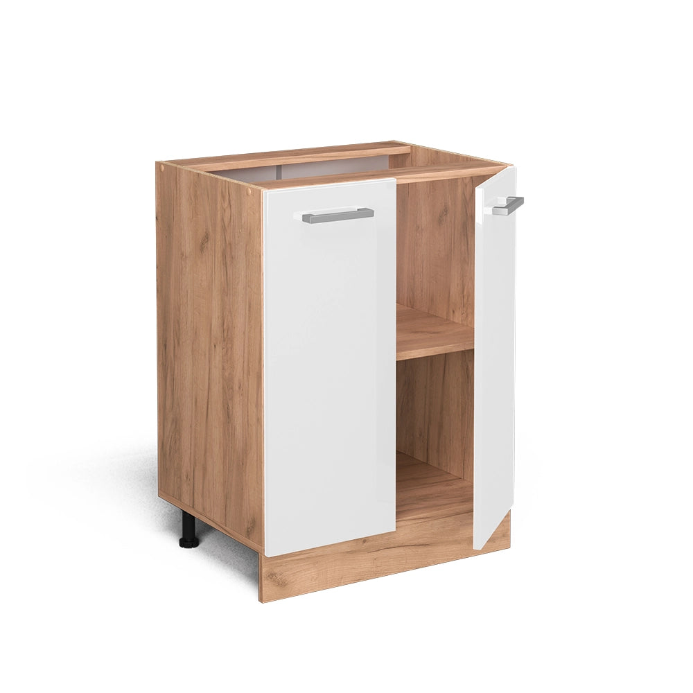 Vicco Mobiletto base cucina Bianco lucido 60 cm , PL Rovere