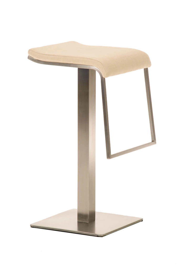 Sgabello Bar Lameng In Tessuto E Acciaio Inox crema
