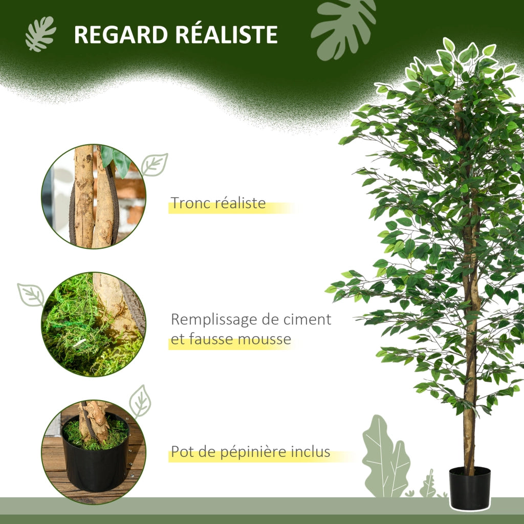 Piante Finti Ficus ¨C zephmum ¨C Verde 180 cm con Vaso