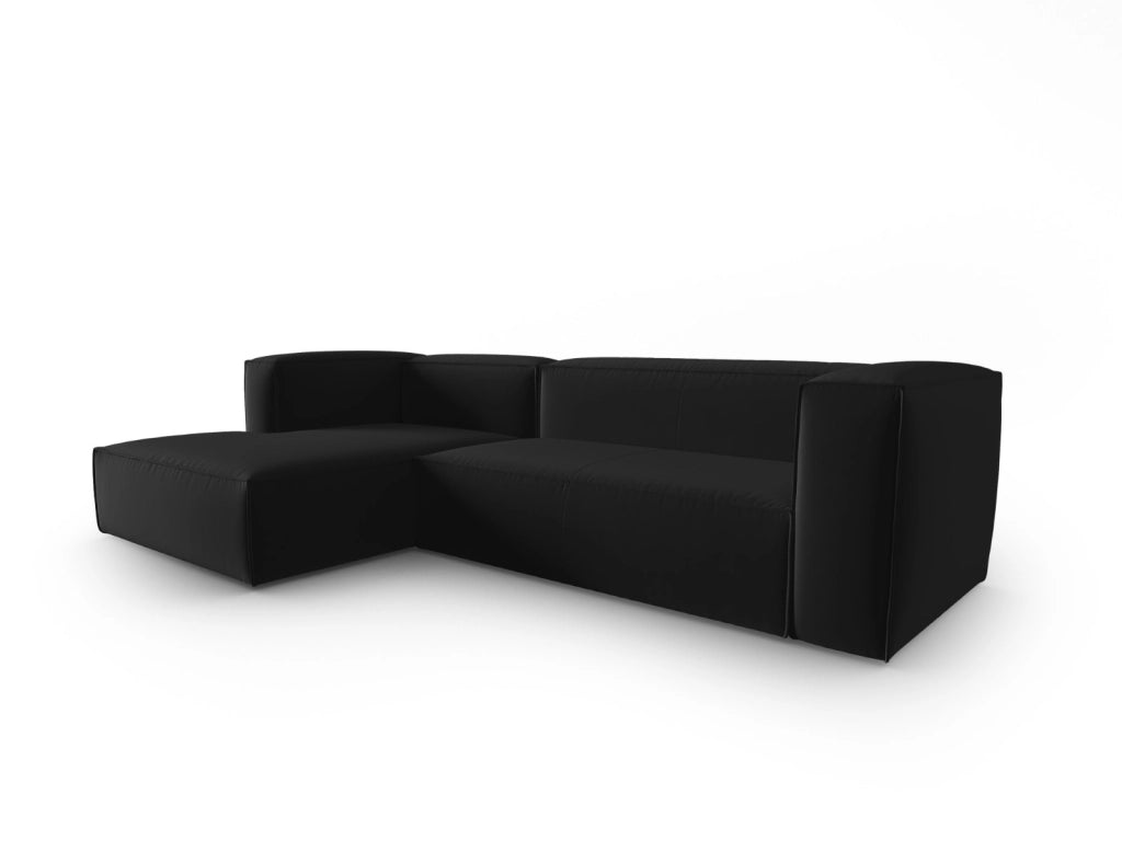 Cosmopolitan Design - Divano angolare sinistro "Mackay" 4 posti in velluto nero 