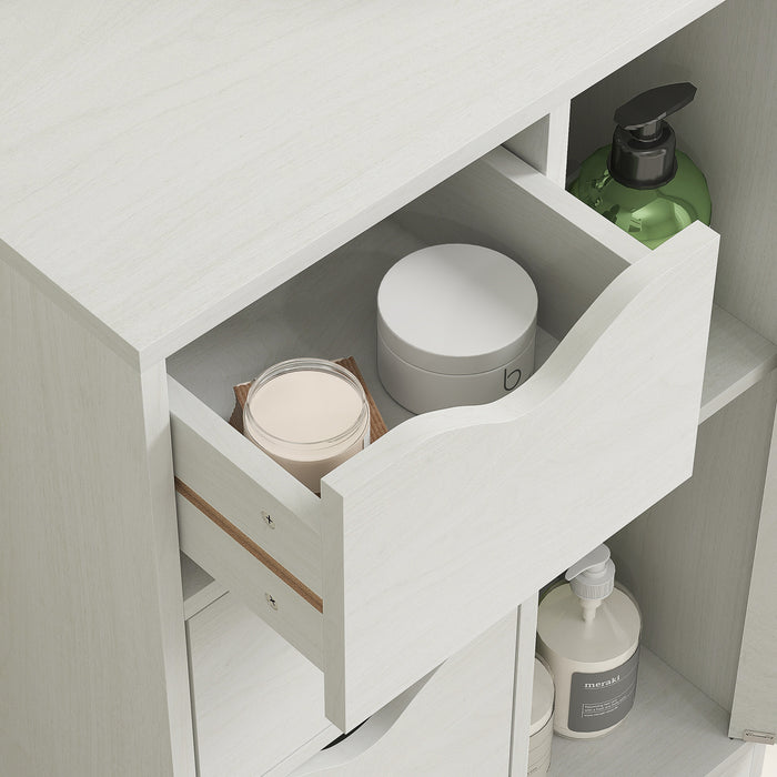 Mobile Bagno con 4 Cassetti e Armadietto 54x29x83 cm Maniglie Ritagliate in Legno Bianco