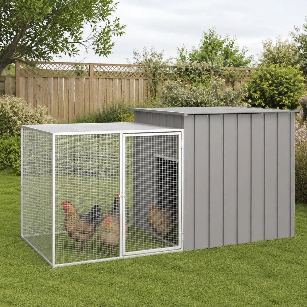 Chicken Cage Grey 200x91x100 Cm Galvanized Steel