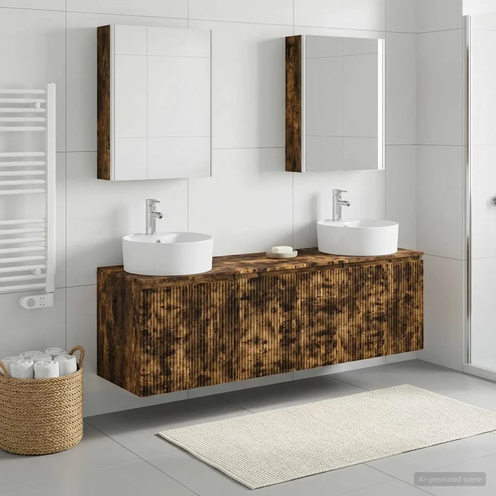 Set di Armadi da Bagno 5 pcs Rovere Fumo Legno ingegnerizzato 3406451