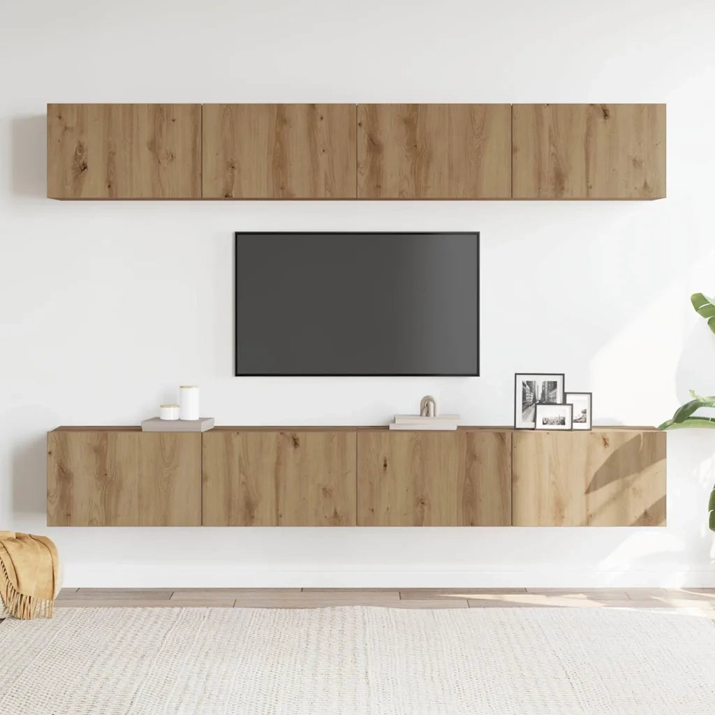 Set di 4 mobili porta TV a parete Rovere Artigianale 100x30x30 cm 3328946