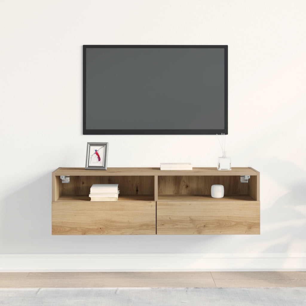 Mobile TV da muro in rovere artisan 100x30x30 cm in legno ingegnerizzato