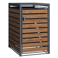 Copri bidone della spazzatura con coperchio ribaltabile per un contenitore 60-240l, acciaio antracite e effetto legno, copribidone da esterno