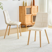 SEDIA da pranzo ergonomica 88 cm in tessuto bianco e legno massello, Set da 2 pezzi