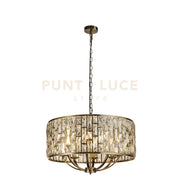 Lampada a sospensione Bijou da 8 litri - metallo in ottone anticato e bicchiere di champagne