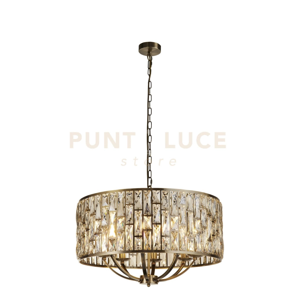 Lampada a sospensione Bijou da 8 litri - metallo in ottone anticato e bicchiere di champagne