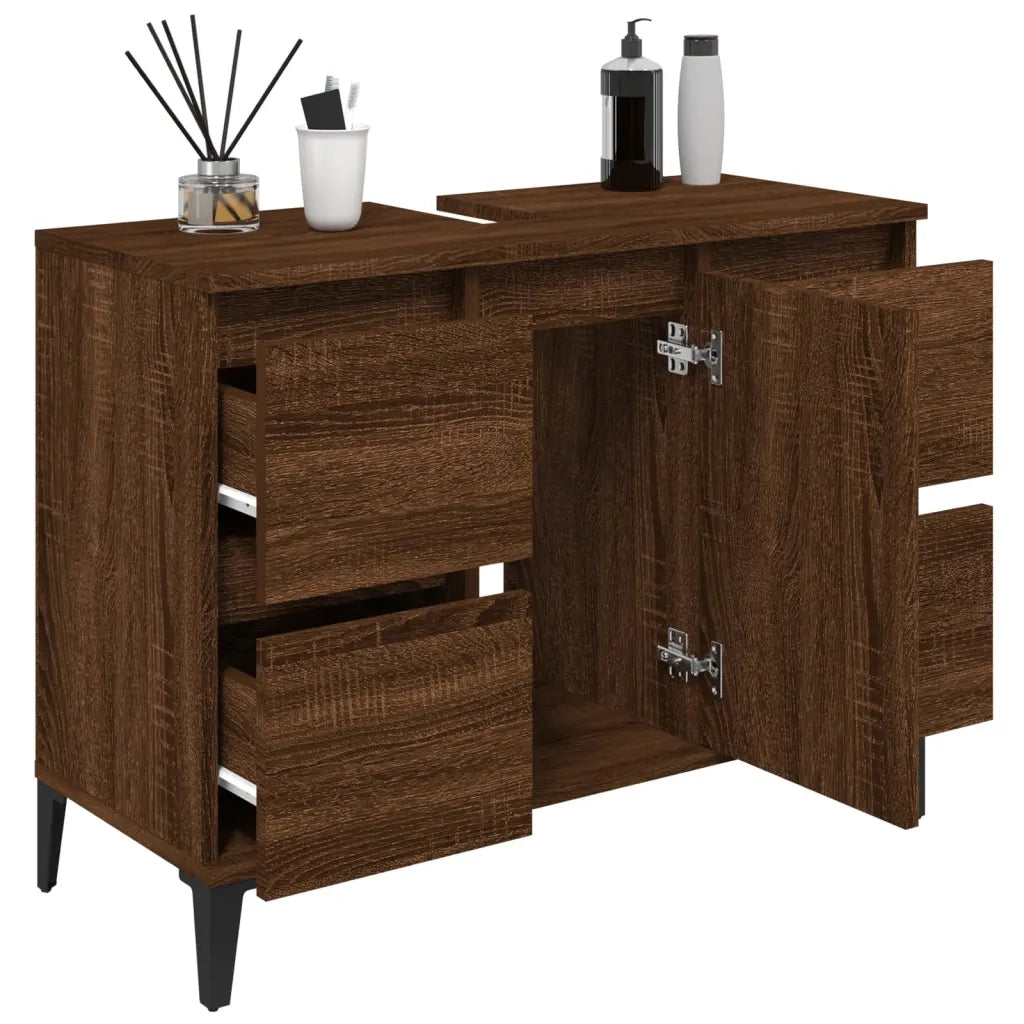Mobile Lavabo Rovere Marrone 80x33x60 cm in Legno Multistrato 821283