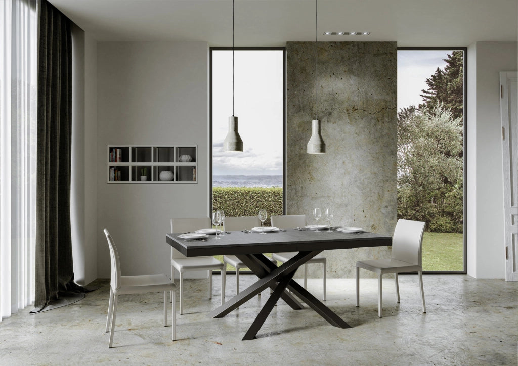 Tavolo allungabile 90x160/420 cm Volta Evolution Cemento telaio Antracite