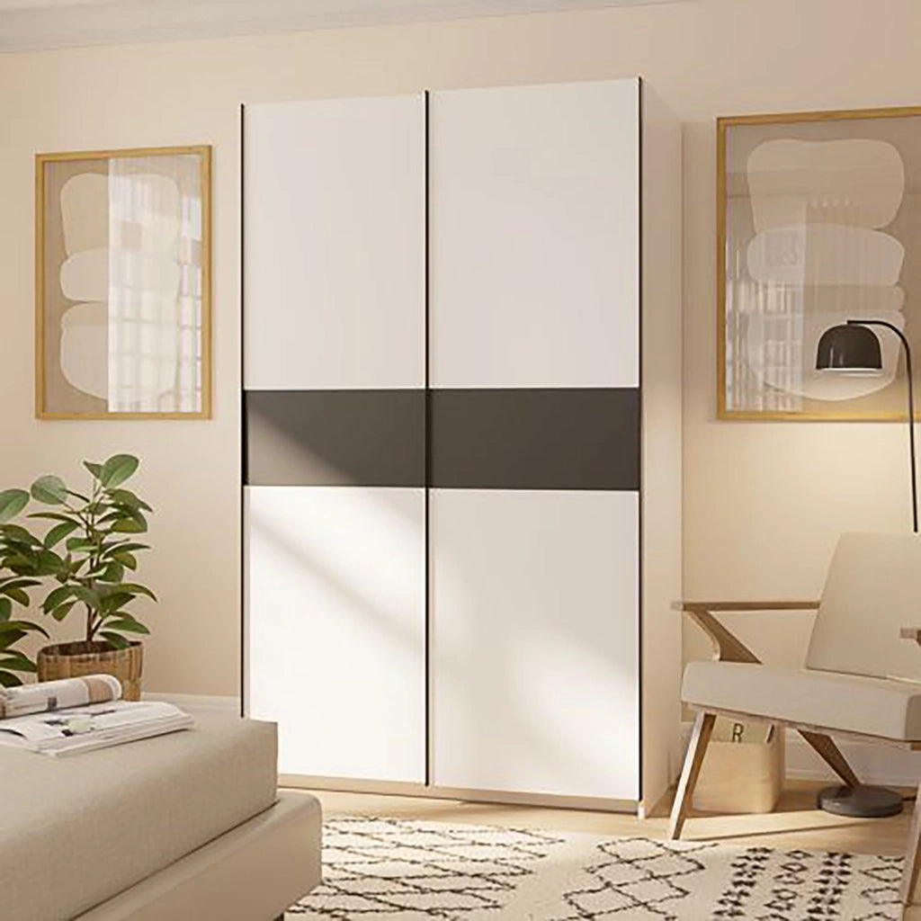 Armadio Camera da Letto Maba, Guardaroba 2 Ante 2 Ripiani, 120x204h cm Bianco