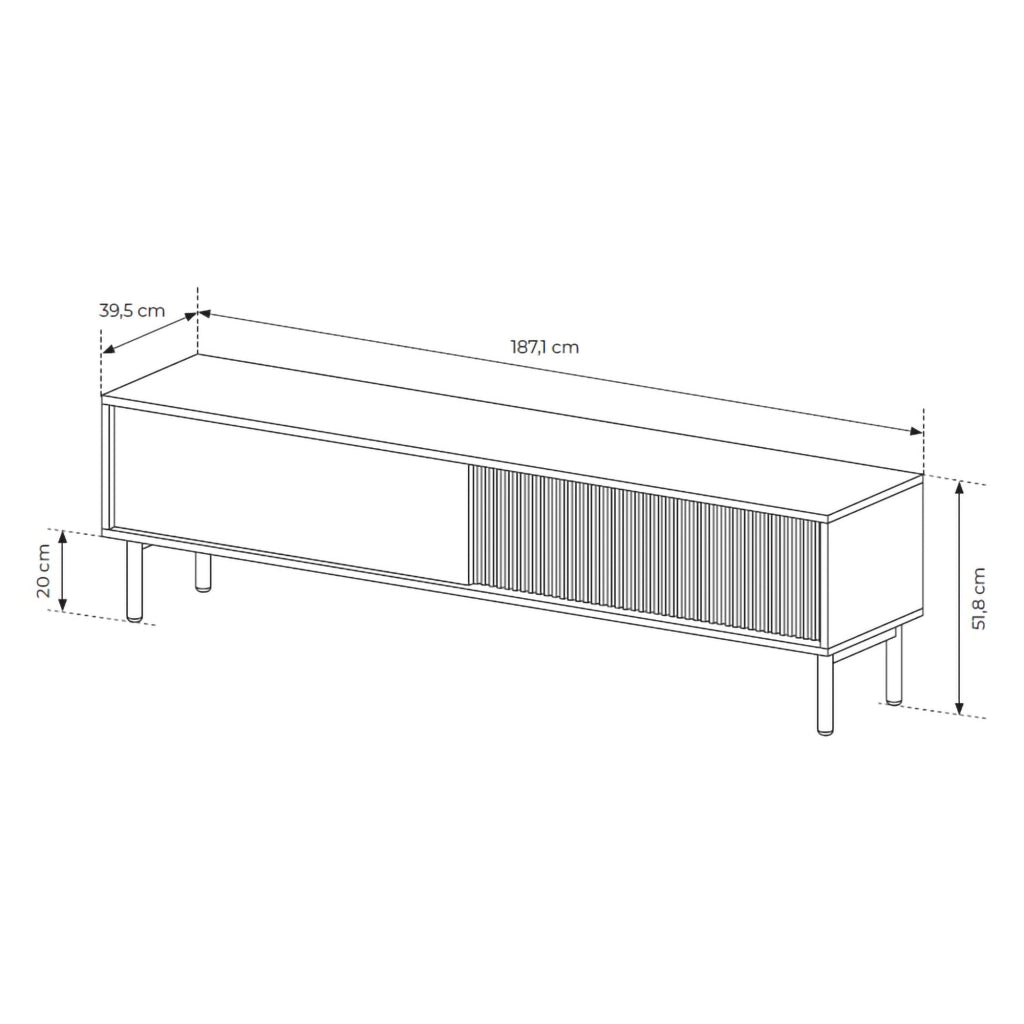 Kamikaza, Mobile Porta tv 2 Ripiani, 187x40x52h cm Marrone Rovere
