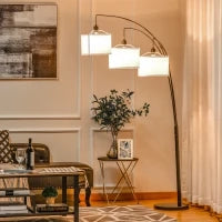 Lampada da Terra 3 Luci e Braccia Flessibili Base in Marmo Altezza 205cm