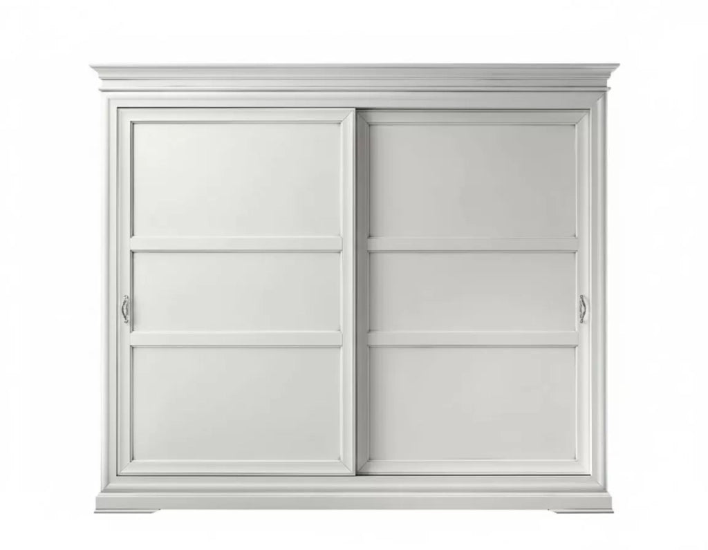 Armadio in legno classico 2 ante scorrevoli legno bianco 300x68x255 - Mobili 2G