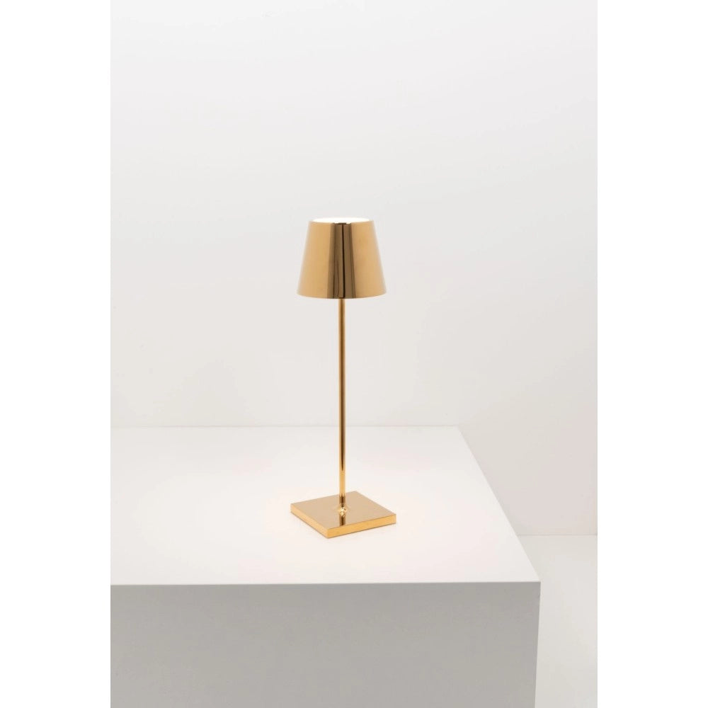 Zafferano Lampada a led da tavolo Poldina Pro Oro Lucido ricaricabile e dimmerabile con batteria fino a 12 ore