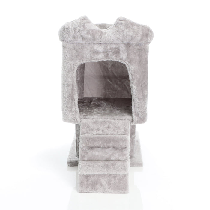 Fudajo Albero tiragraffi grigio chiaro 60cm con casetta per gatti, tronco e sisal